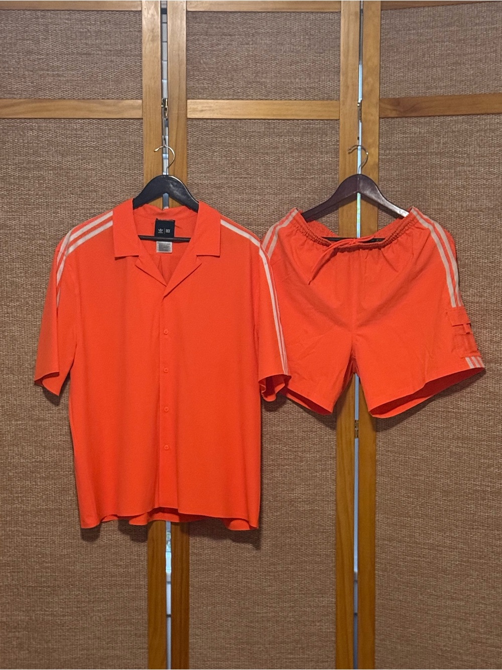 adidas x Ivy Park Men’s Bright Orange Short-Sleeve Button Down Shirt
